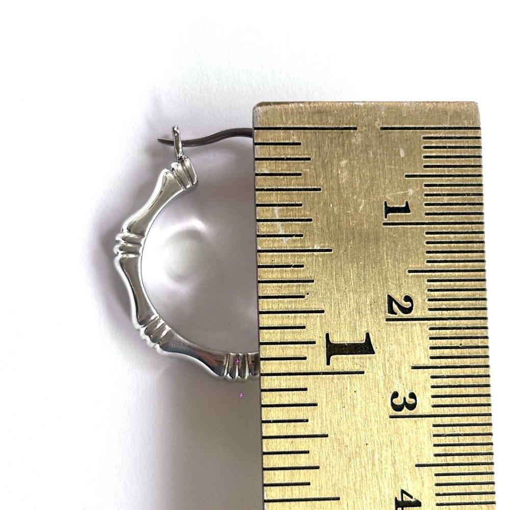 Arthur Court Aluminum Hoop Earrings 1 In Bamboo Round Discontinued Jewelry - Picture 4 of 7